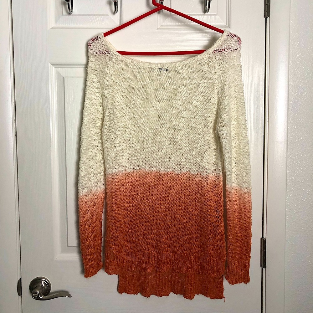 White and orange ombré sweater